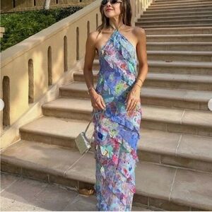 Zara Floral Halter Maxi Dress